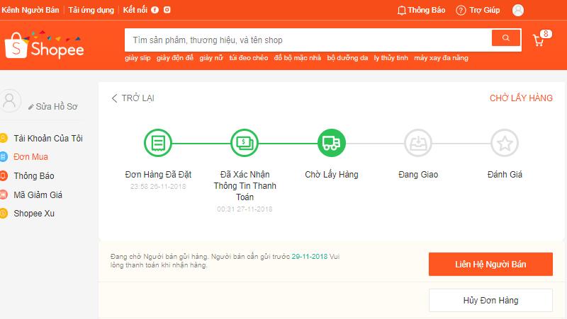 khi nào shopee giao hàng