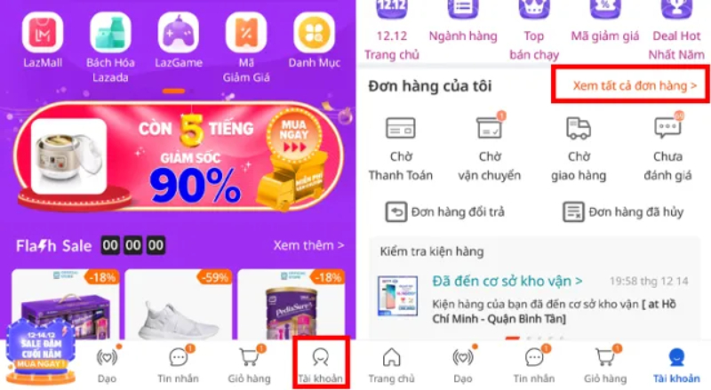 đổi trả hàng lazada