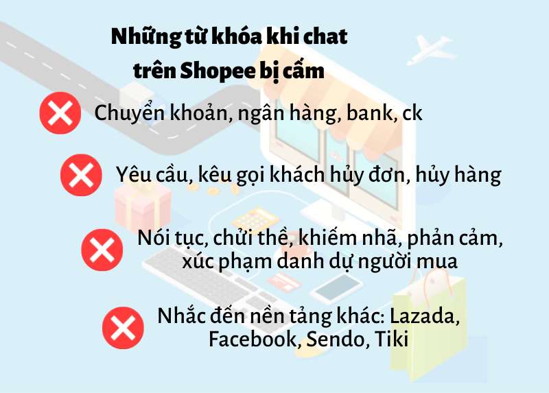 Những từ khóa bị cấm khi chat trên Shopee