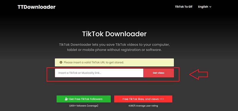 Chuyển Video Tiktok sang MP4 bằng TTDownloader