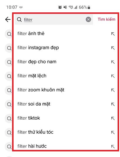 Cách lấy filter trên TikTok từ mục “Tìm kiếm” 1