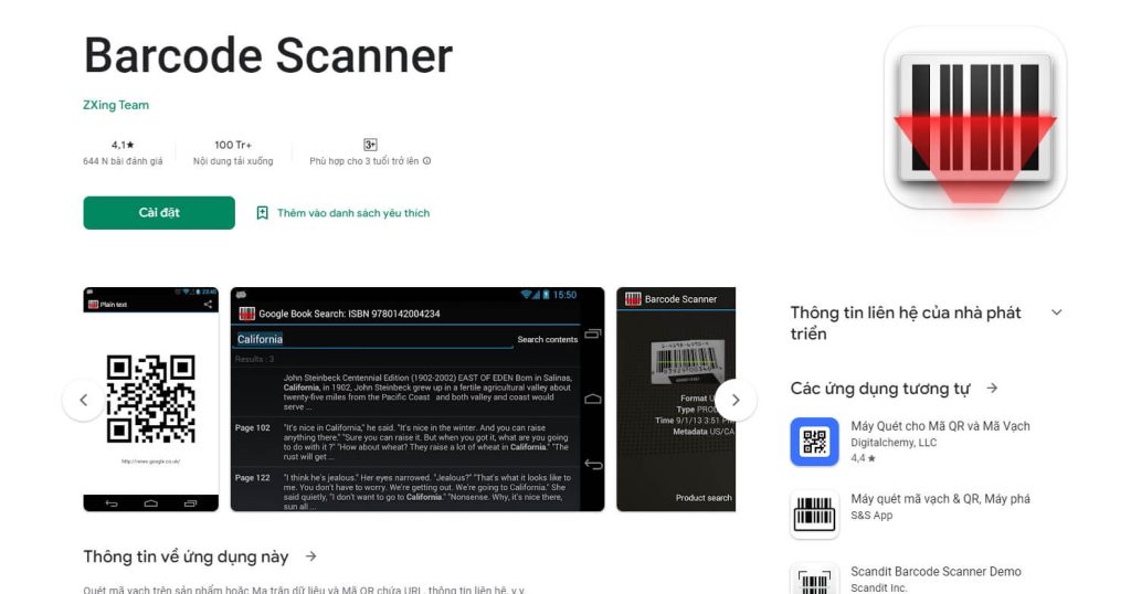 Barcode Scanner – Phần mềm quét mã vạch cho Android, iPhone
