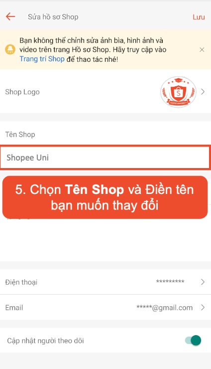 cách đổi tên Shop trên ứng dụng Shopee 4