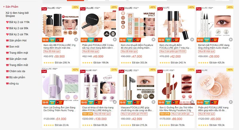 Shop bán đồ makeup uy tín trên Shopee - Focallure